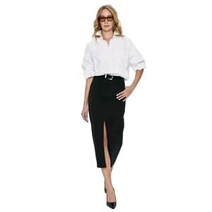 Pistola Revolve Sz 27 NWT Pamela High Rise Pencil Slit Skirt Black Women Spandex